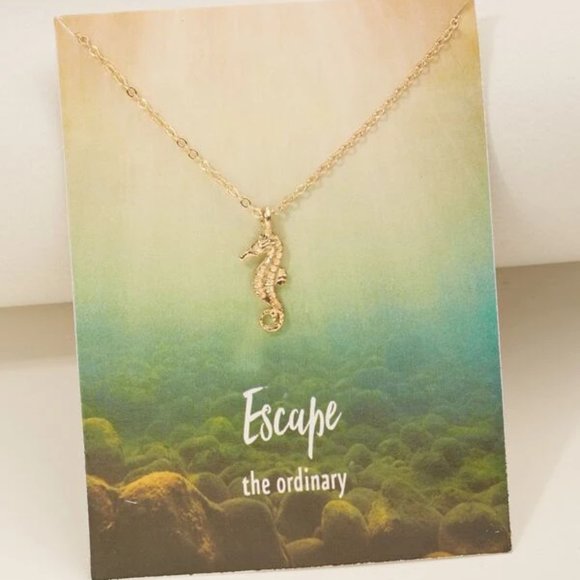 Jewelry - Seahorse Charm Golden Necklace